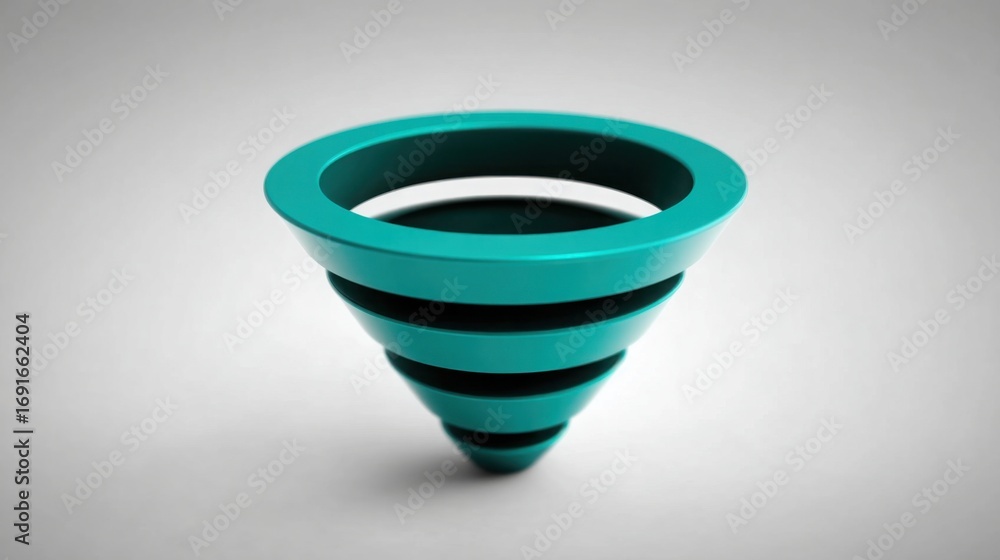 Poster green funnel representing data-calculated funnel icon concept for insight-based conversion strategie