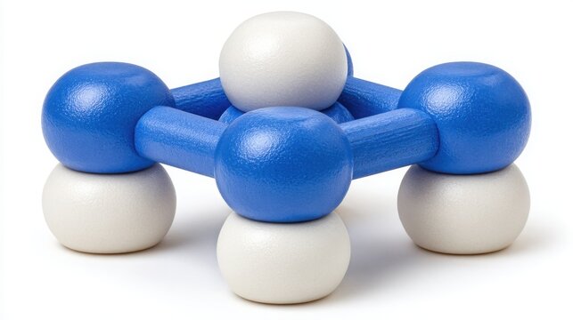 Blue and white dumbs illustrating a concept of data convergence and unified portfolio strategy in modern design