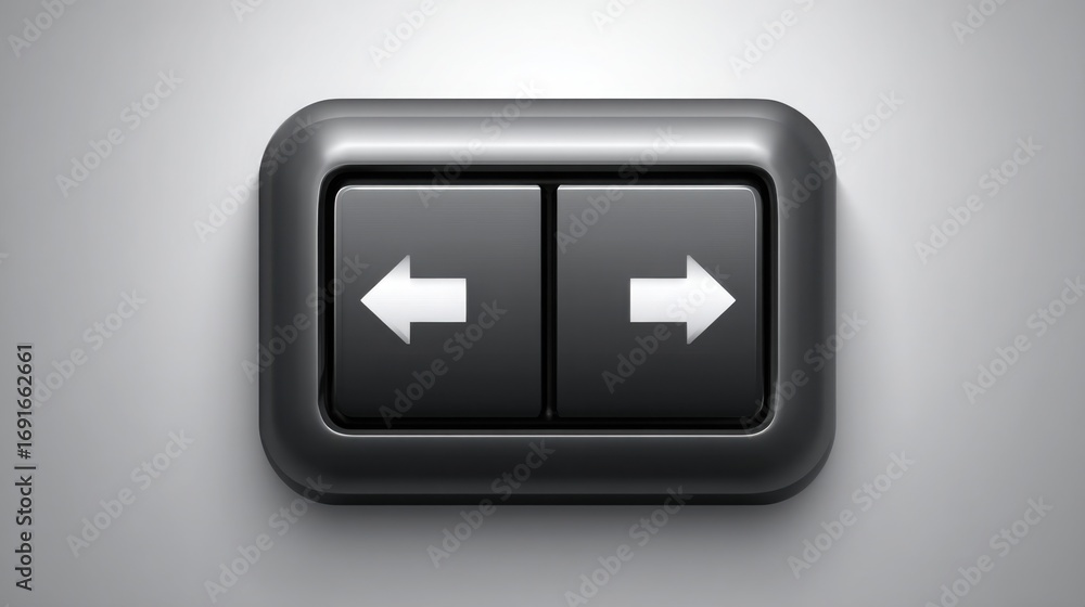 Aufkleber black button with two arrows indicating data-enhanced strategy switch for real-time tactical decisio