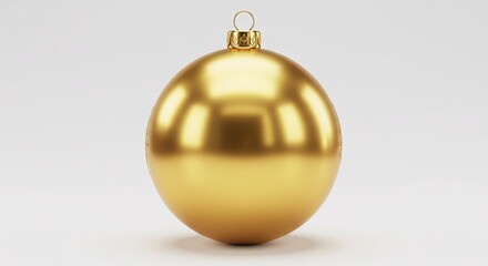 Shiny golden glass Christmas ball ornament isolated on a white background for holiday decoration
