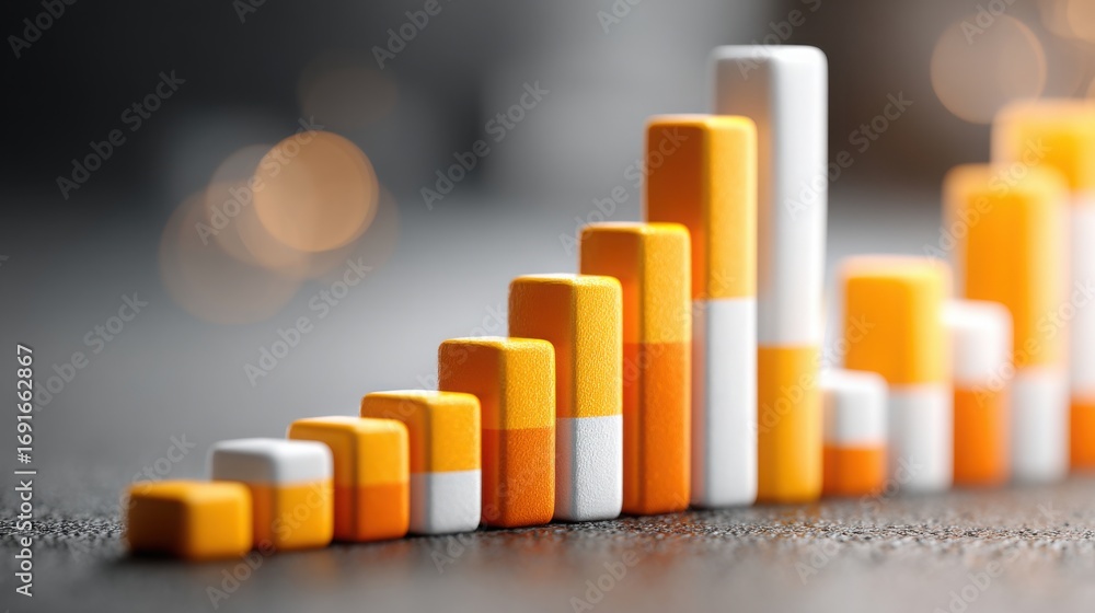 Poster bar chart displaying growth trends and performance metrics in a business or financial report context