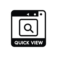 Quick View Icon with Magnifying Glass Search on a White Background