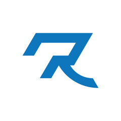 Blue Abstract Geometric R Logo Design