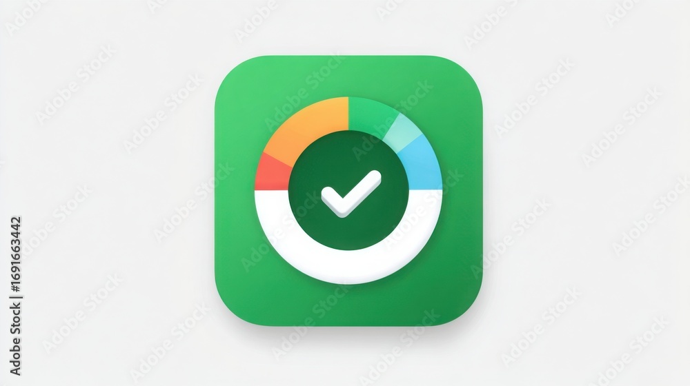 Poster Green icon featuring a tick mark representing prioritized branding and insight-led identity in business strategy development