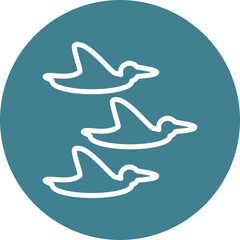 Migrating Birds Vector Line White Circles Multicolors