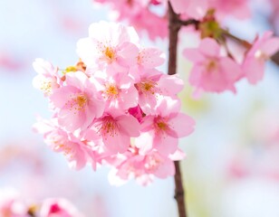 Fototapeta premium Close-up of delicate pink cherry blossoms (1)
