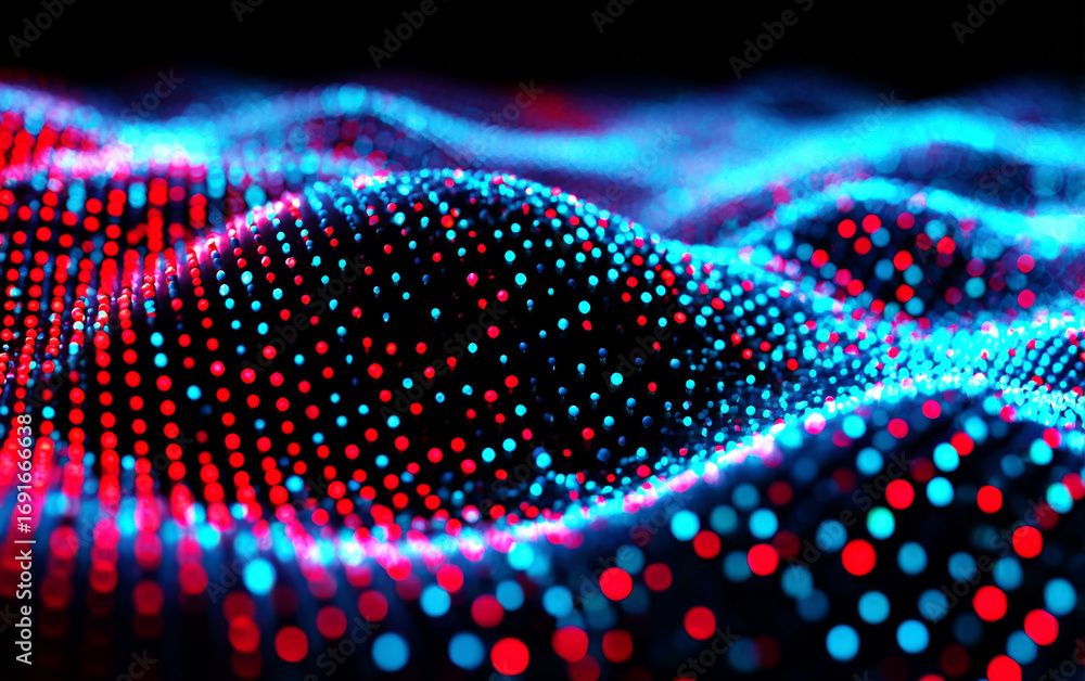 Aufkleber abstract digital waves with colorful dots representing technology and data