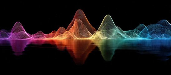 Obraz premium Abstract rainbow wave pattern reflected on dark background