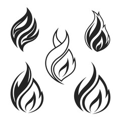 Fire flame in monochrome style vector illustration