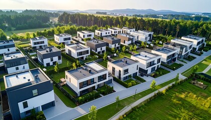 Fototapeta premium Aerial view of a modern housing estate