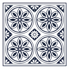 Four tiles with floral pattern, square design