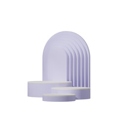 Obraz premium arch backdrop image, of a 3d render blank space purple color curved cylinder 