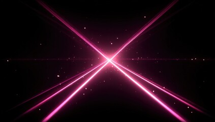 Abstract glowing pink lines radiating from a center point on a black background