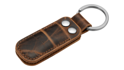 Rustic leather keychain with metal ring, perfect for car or house keys