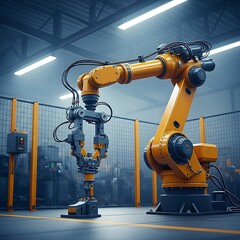 Industrial Robot Arm in Factory Setting - Precision and Automation.