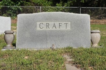 Headstone in Cemetery With Word Craft. Death Concept