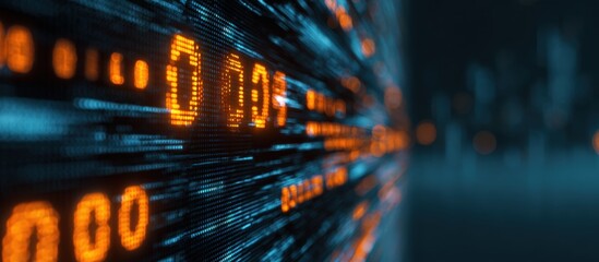 Abstract digital display of binary code. Dynamic light show