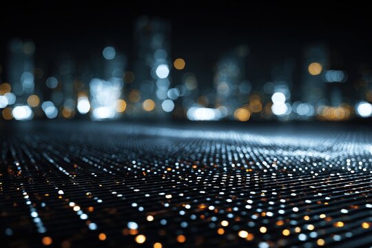 Night city lights on a grid