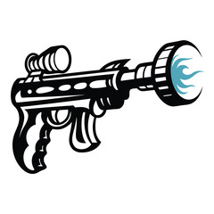 Retro Style Ray Gun Vector, Space Blaster with SciFi Design on White Background
