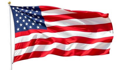 Waving American flag, a patriotic symbol of the United States with stars and stripes