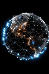 A glowing network globe representing internet