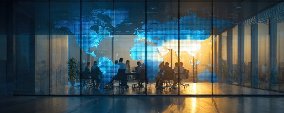 Global Business Meeting in Modern Office