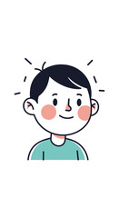 Happy young boy with dark hair and rosy cheeks smiling brightly under sparkles