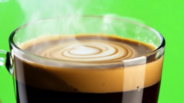 Aromatic Coffee Serenity: Captivating close-up of a steaming cup of coffee, rich in aroma and layered with delicate crema, evoking a moment of peaceful contemplation.