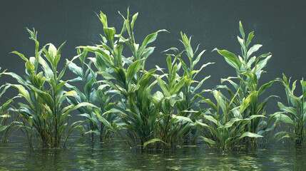 green grass in the water