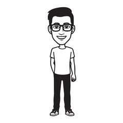 Handsome Man Black and White Illustration Vector Image Male Portrait Fashion Sketch Line Art Design	
