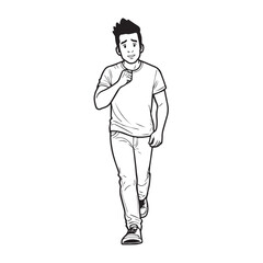 Handsome Man Black and White Illustration Vector Image Male Portrait Fashion Sketch Line Art Design	
