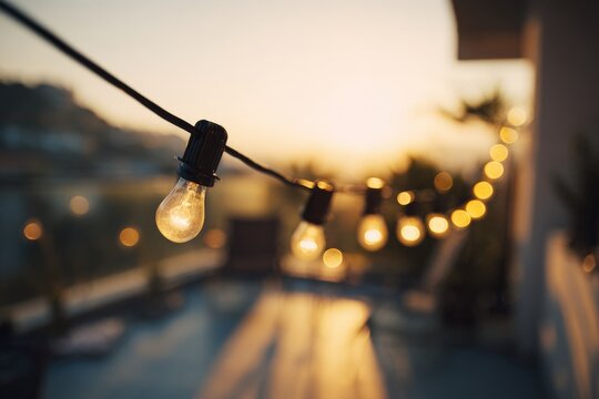 Outdoor string lights at sunset (4)