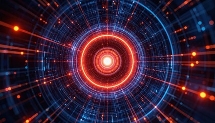 Obraz premium A mesmerizing abstract image depicting a burst of light and energy, featuring vibrant blue and red lines radiating from a central point.