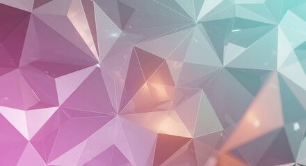 Fototapeta premium Abstract crystal polygon shapes with glowing edges