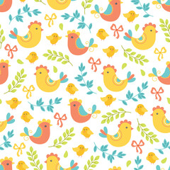 Festive Easter eggs illustrated on a yellow background