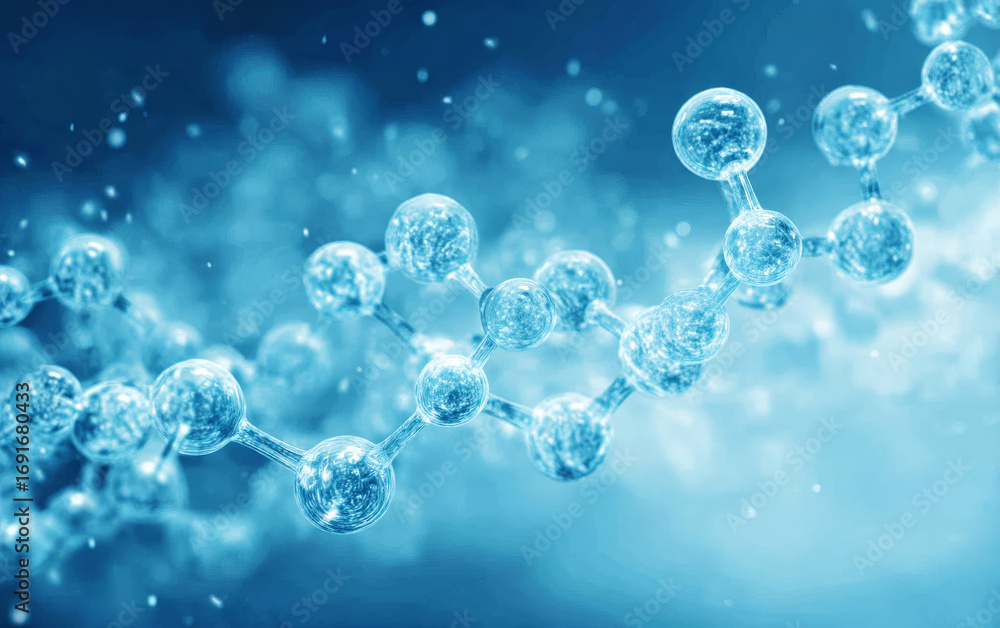 Aufkleber close-up view of molecular structure in scientific research