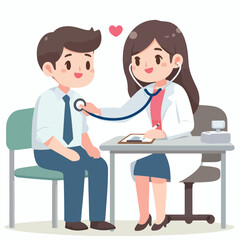 Obraz premium Doctor checking patient with stethoscope