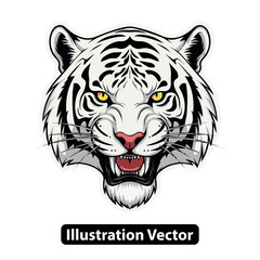 Detailed Illustration of a White Tiger's Head A Powerful and Majestic Animal Portrait