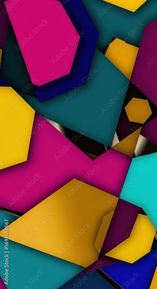Poster Vibrant geometric shapes in a dynamic, overlapping pattern create a visually exciting backdrop.