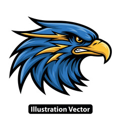 Powerful Eagle Head Mascot with Lightning Bolt - Blue and Gold Design for Sports