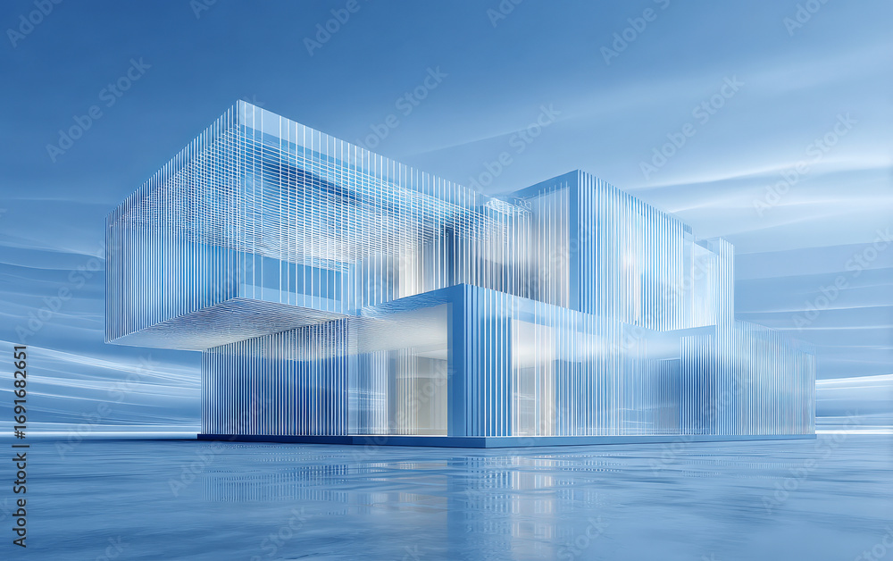 Poster modern transparent architectural structure with abstract design