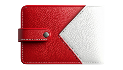 Realistic leather wallet, closed, isolated on transparent background, PNG format.
