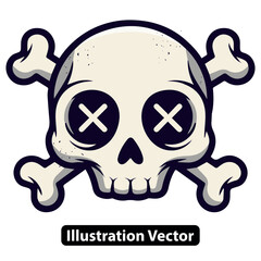 Skull and Crossbones Vector Spooky Halloween Illustration for Graphic Design Projects