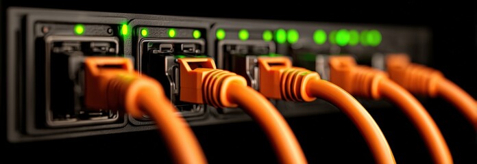 Network cables plugged into a server