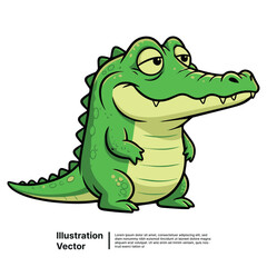 Cute Cartoon Crocodile Illustration Vector