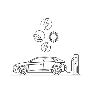 electric car charging station line art clip art preview