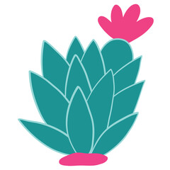 Cute blooming succulent icon, gentle bloom symbolizes growth, modern bloom