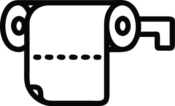 recommend clip art: Toilet paper roll outline icon, bathroom hygiene symbol, clean paper line art