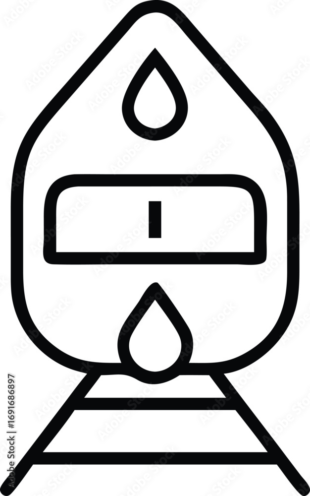 Poster Train front view line art with headlight design and railway tracks