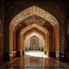 Obraz premium Intricate Architectural Arches in Ornately Decorated Hallway